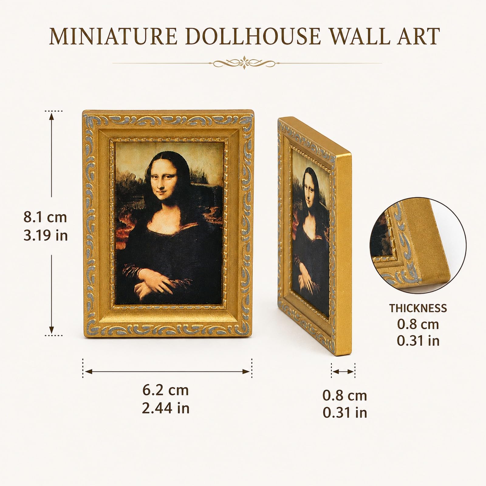 モナリザ ミニチュアアート ディスプレイアート Amazon.com: LUOZZY Mini Mona Lisa Painting Model for Dollhouse